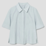 KUHO Cotton Rayon Blend Short Sleeve Shirt Blouse – Light Green