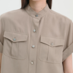 Theory Women Fluid Lyocell Military Shirt - Soft Taupe