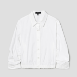 Theory Women Cotton Shirting Fixed Sleeve Crop Shirt - White