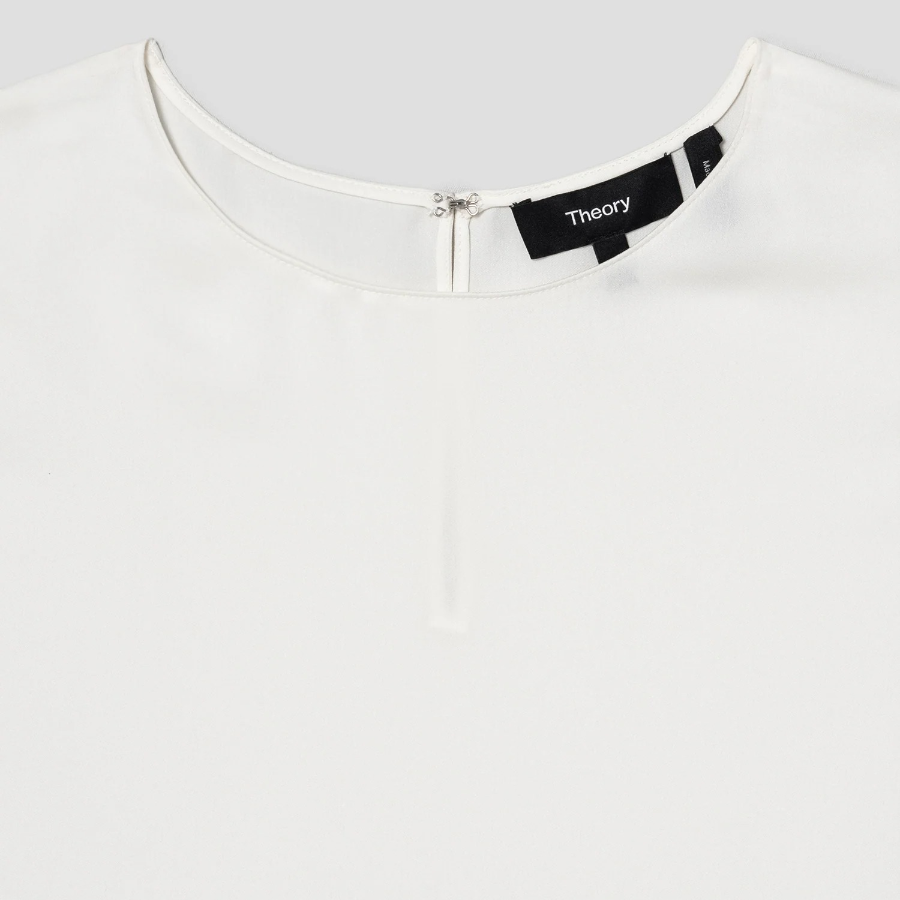 Theory Women Silk Georgette Straight Shell - Ivory