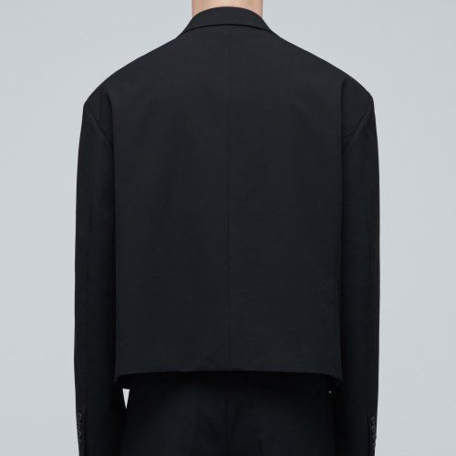 Oversized Crop Blazer — Black