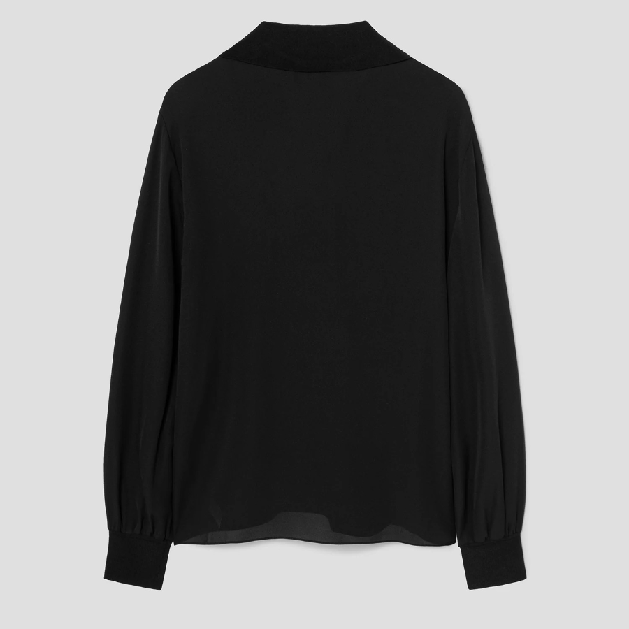 Theory Women Silk Combo Open Polo Top - Black