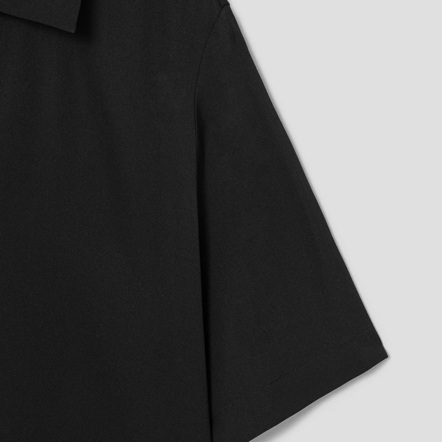 Theory Women Silk Georgette Fluid Polo Top - Black