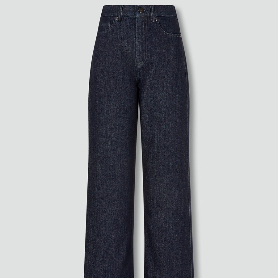 JAJU Wide Denim Pants (Navy) — комфортные и стильные джинсы с широким кроем насыщенного синего цвета
