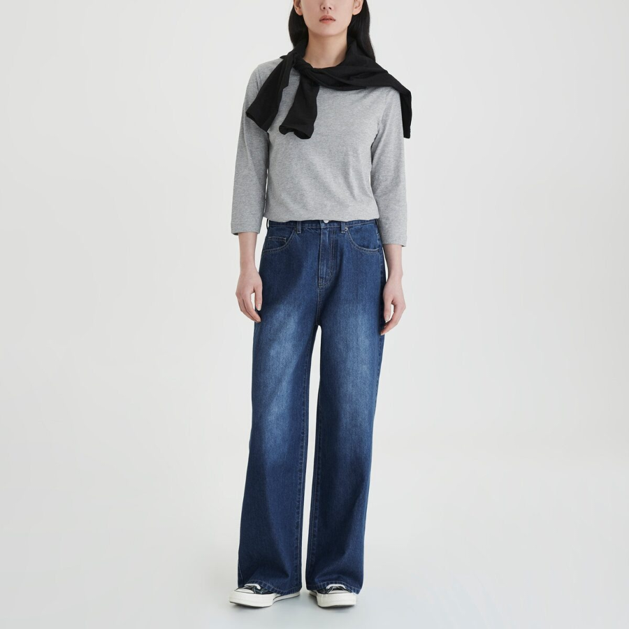 JAJU Light Denim Straight Pants (Blue) — лёгкие и универсальные джинсы с классическим прямым кроем