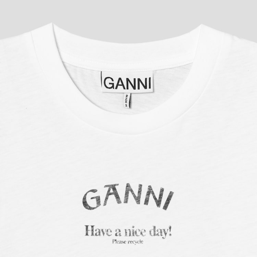 GANNI Thin Jersey Relaxed O-neck T-shirt - Bright White
