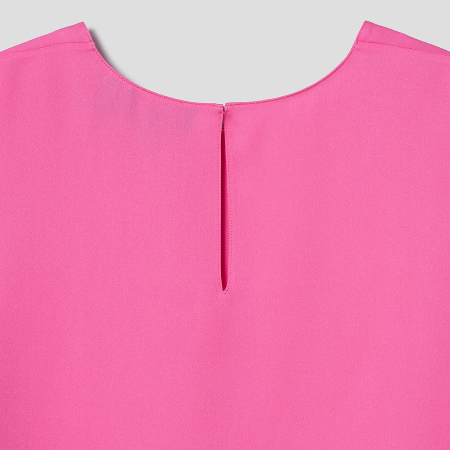 Theory Women Silk Georgette Straight Shell - Bright Pink