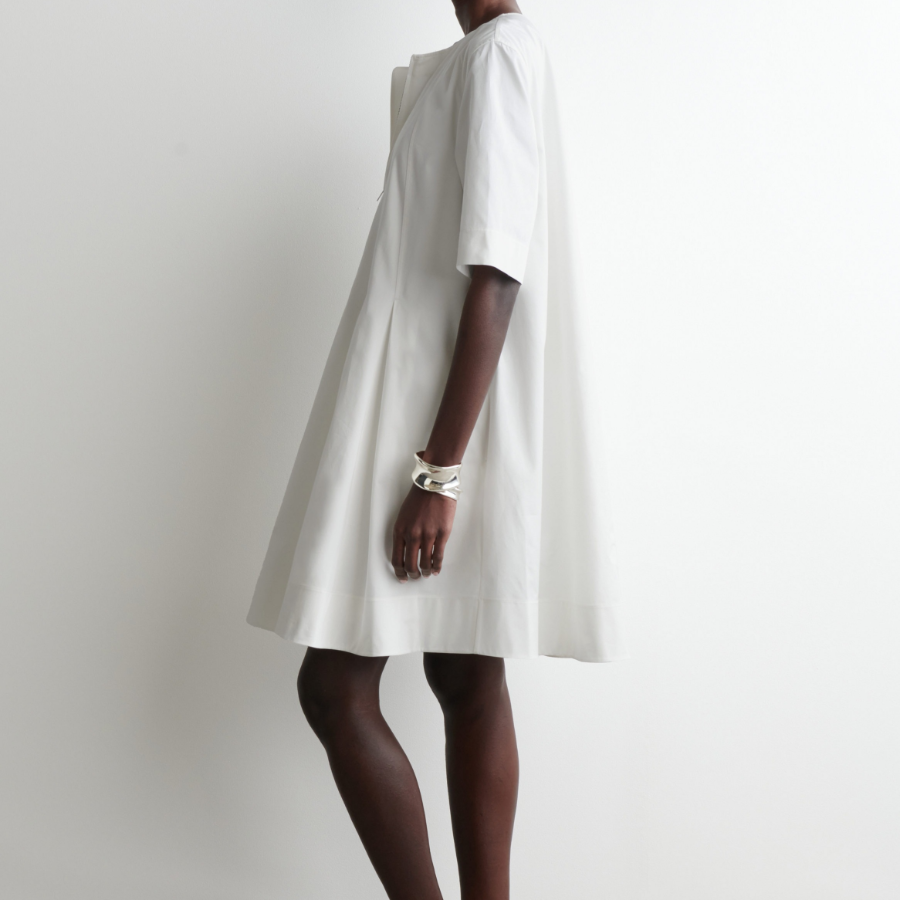 COS Pleated Zip-Up Cotton Mini Dress