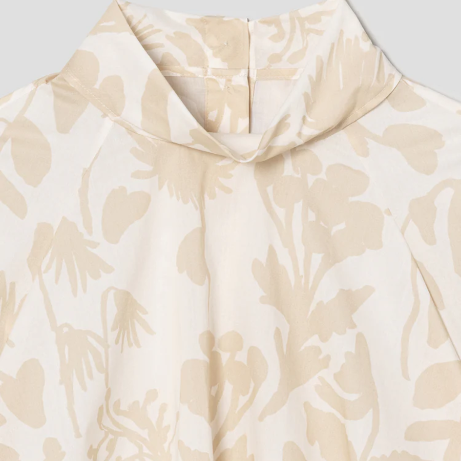 KUHO Open Collar Blouse - Beige