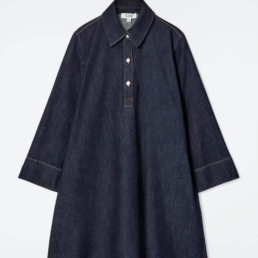 COS – A-Line Denim Mini Shirt Dress Dark Blue