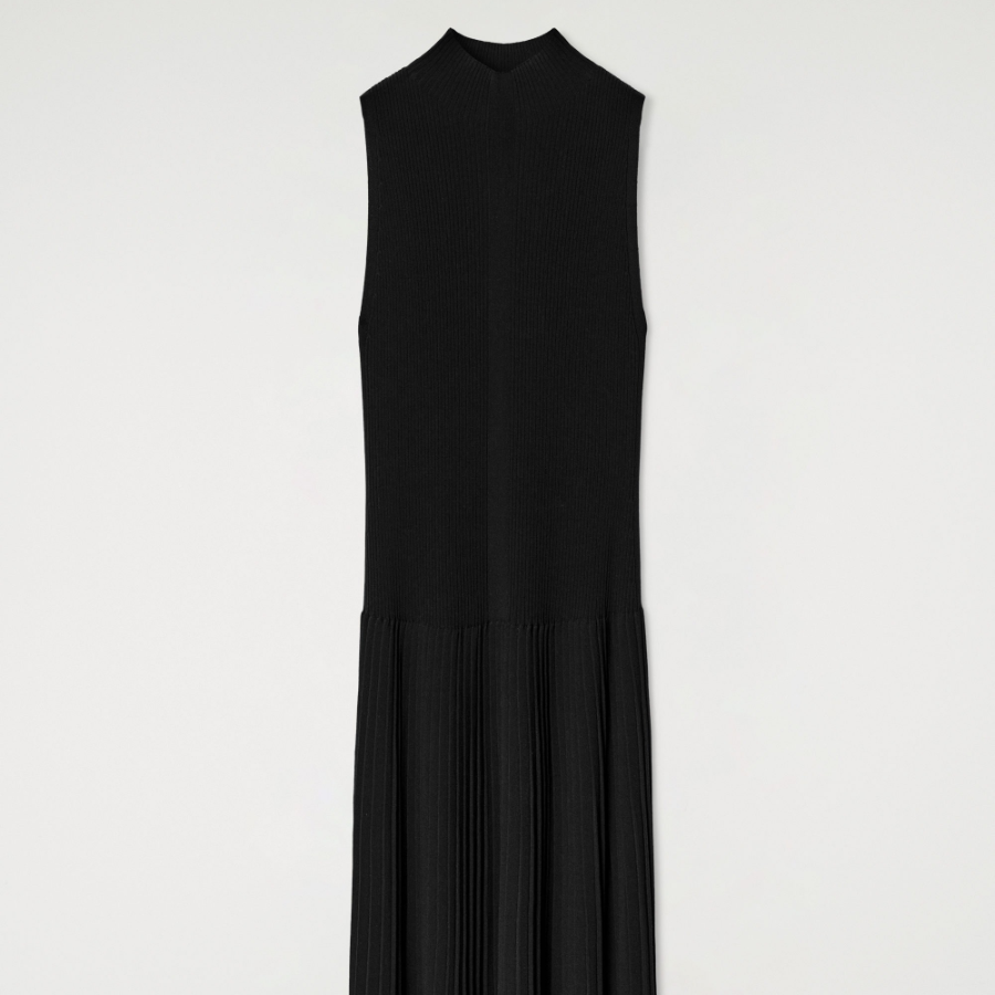 COS Pleated High-Neck Midi Dress