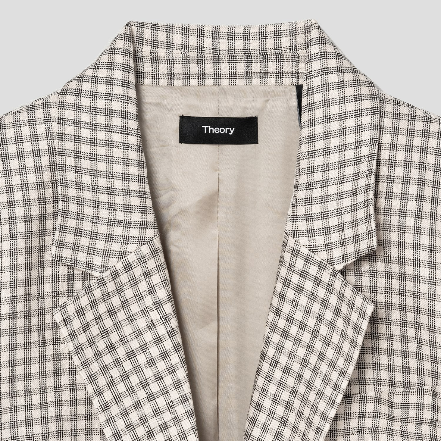 Theory Women Linear Check Oversized Blazer - Cream Multi