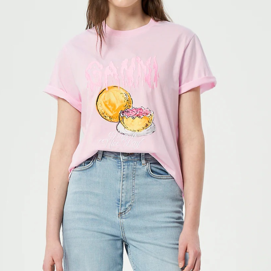 GANNI Basic Jersey Grapefruit Relaxed T-Shirt - Chalk Pink