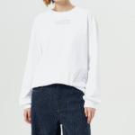 GANNI Future Heavy Jersey Rose Long Sleeve T-Shirt - White