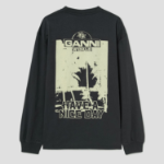 GANNI Future Heavy Jersey Palm Long Sleeve T-shirt - Phantom