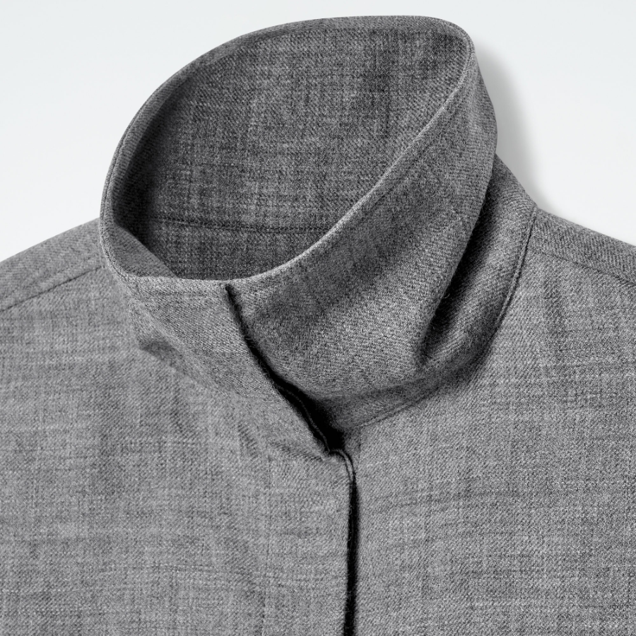 COS Relaxed Funnel Neck Wool Flannel Shirt