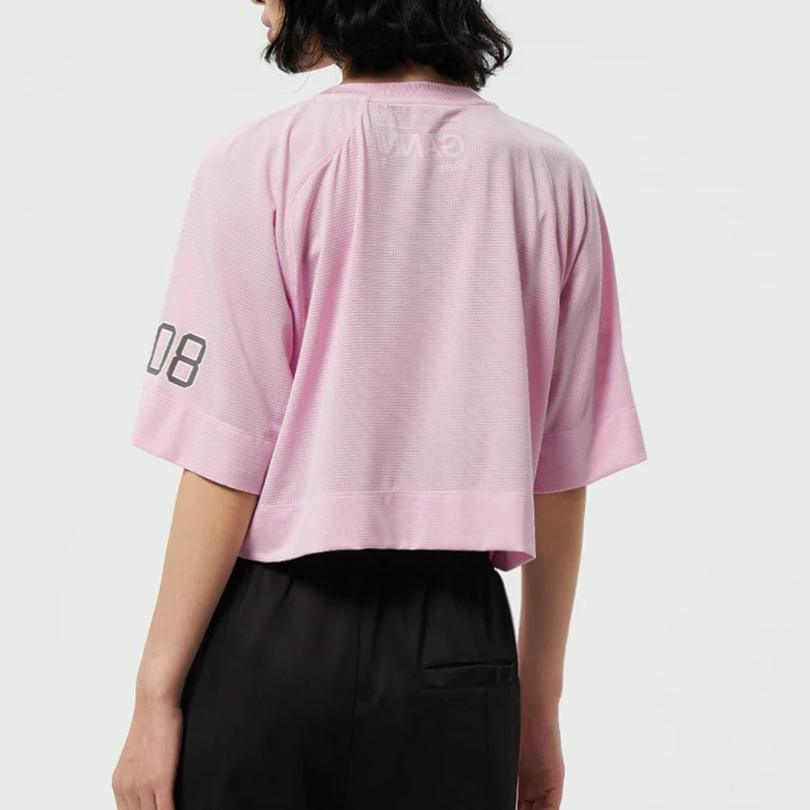 GANNI Active Mesh Cropped T-Shirt - Lilac Snow