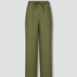JAJU Linen Blended Wide Banding Pants (Khaki) — лёгкие и просторные брюки из льняной смеси с комфортной посадкой на каждый день