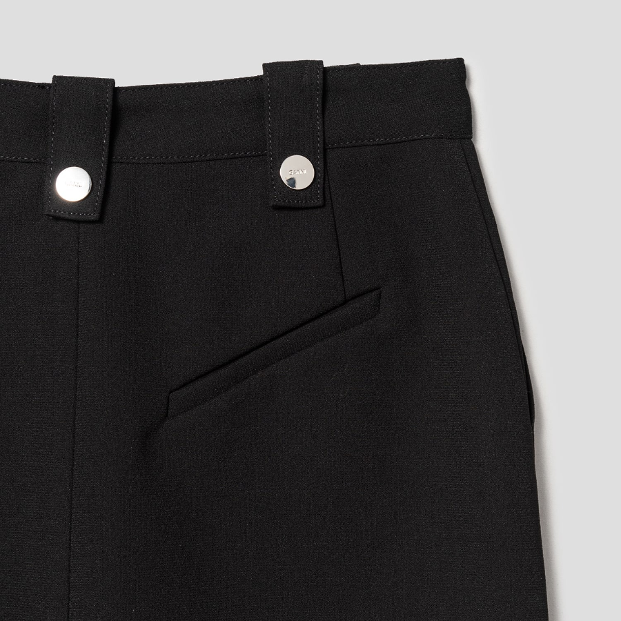 GANNI Bonded Crepe Long Skirt – Black