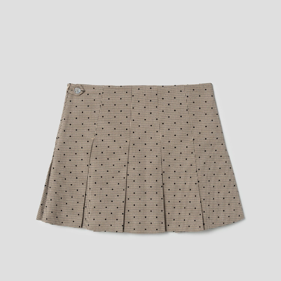 GANNI Flock Check Suiting Mini Skirt – Tigers Eye
