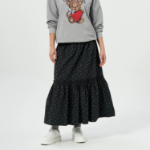 GANNI Printed Cotton Smock Maxi Skirt (Petite) – Ash