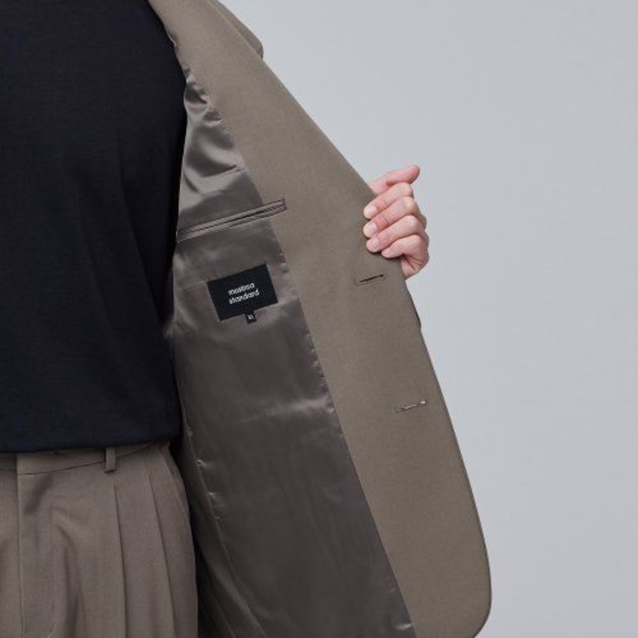 Daddy Shoulder Oversized Blazer — Dusty Beige