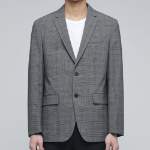 Glen Check Basic Blazer — Medium Grey