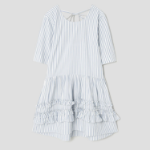 GANNI Stripe Cotton Mini Dress - Ivory