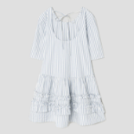 GANNI Stripe Cotton Mini Dress - Ivory