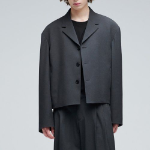 Oversized Crop Blazer — Grey