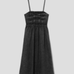 GANNI Stretch Future Denim Strap Midi Dress - Black