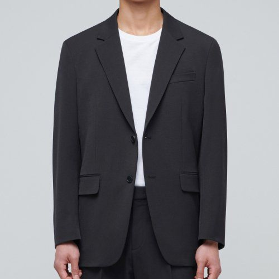 Relaxed Basic Blazer — Dark Grey