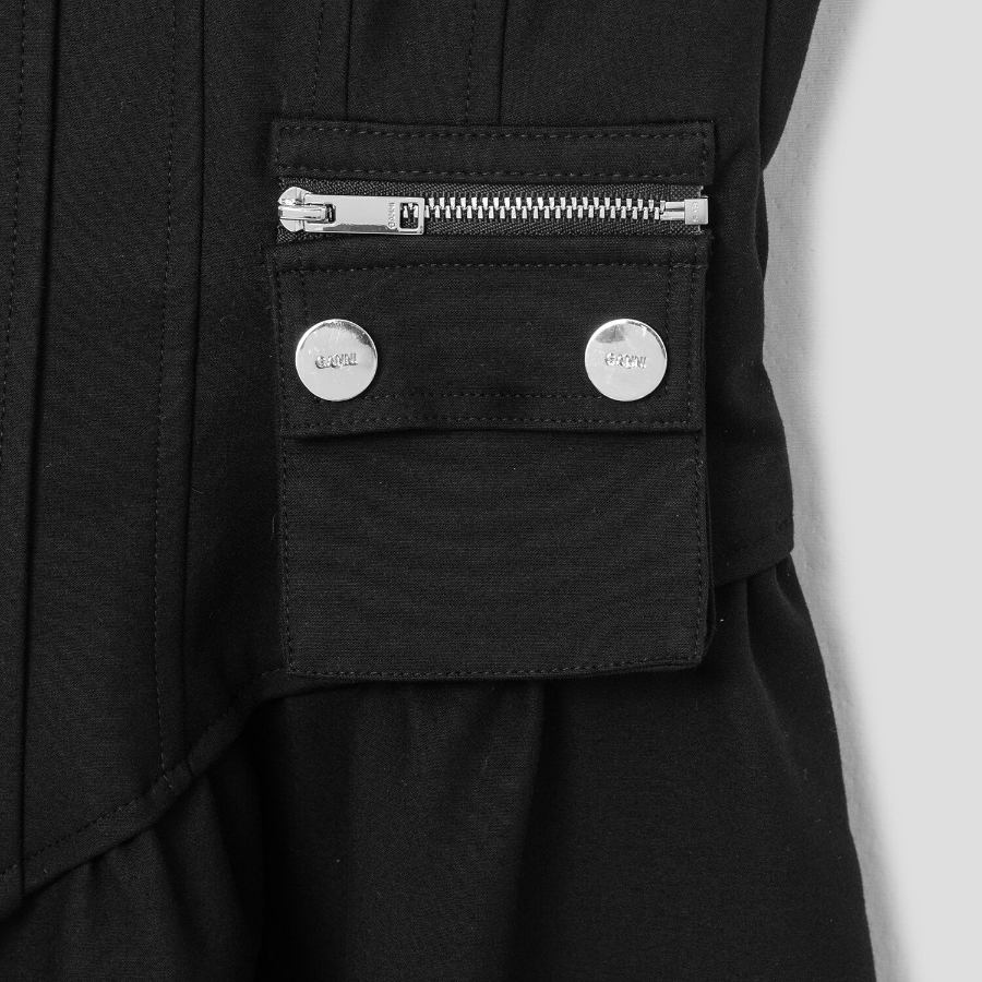 GANNI Heavy Cotton Tailoring Corset Midi Dress - Black