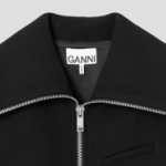 GANNI Bonded Crepe Mini Dress - Black