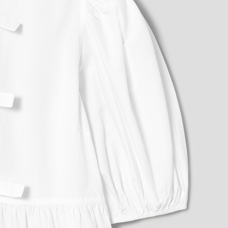 GANNI Cotton Poplin Tie String Mini Dress - Bright White