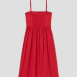 GANNI Cotton Poplin Strap Long Dress - Racing Red