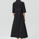 GANNI Cotton Poplin Long Shirt Dress - Black