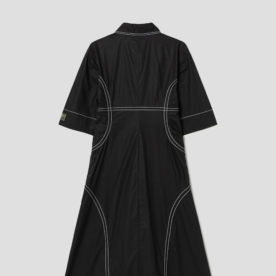 GANNI Cotton Poplin Long Shirt Dress - Black