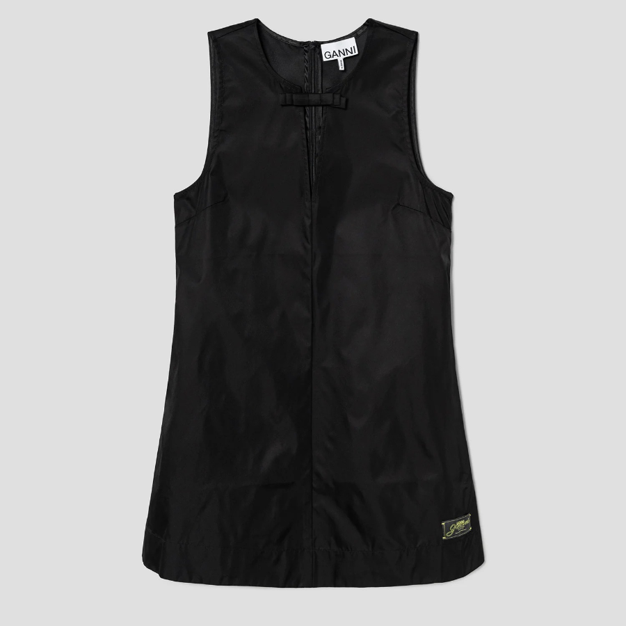 GANNI Duchesse Nylon Mini Dress - Black