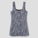 GANNI Cotton Tweed Mini Dress - Sky Blue
