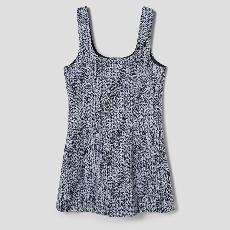 GANNI Cotton Tweed Mini Dress - Sky Blue
