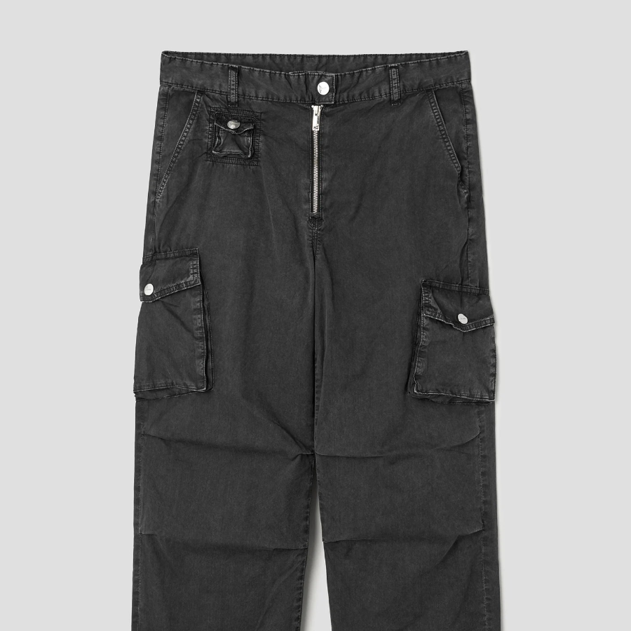 GANNI Washed Cotton Twill Pants - Ash
