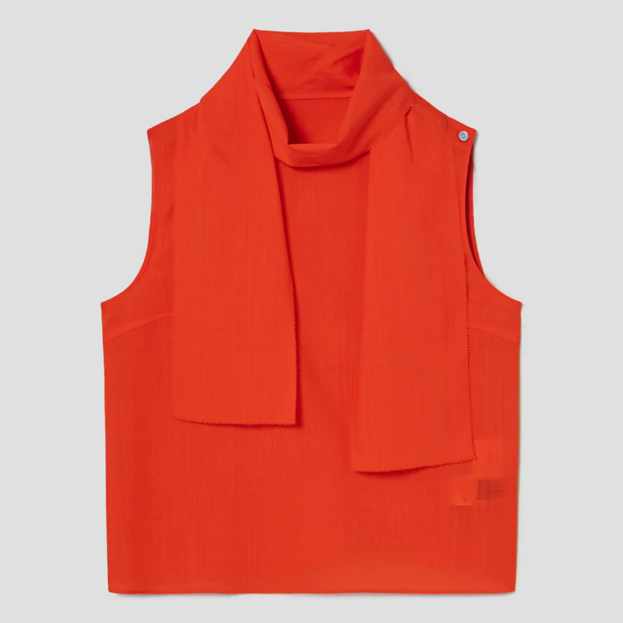 KUHO [KUHO X FRANCESCO FUCCI] Scarf Panel Sleeveless Blouse - Orange
