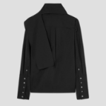 KUHO [KUHO X FRANCESCO FUCCI] Scarf Panel Long-Sleeve Blouse - Black