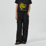 GANNI Duchesse Nylon Oversized Elasticated Pants - Black