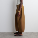 COS Cropped Barrel-Leg Cotton Trousers – Brown