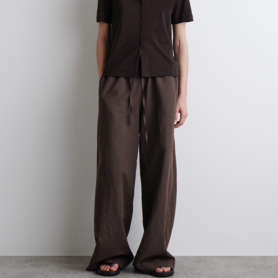 COS Wide-Leg Linen Drawstring Trousers – Dark Brown