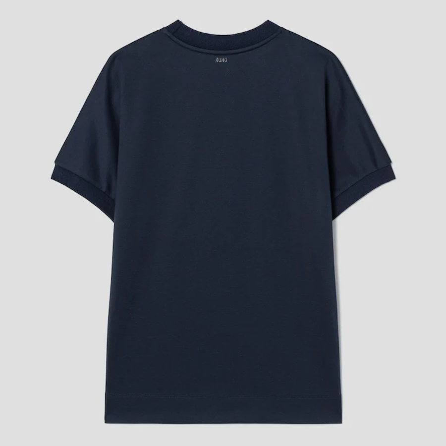 KUHO [Golf] Pocket Detail Round Neck T-Shirt - Navy