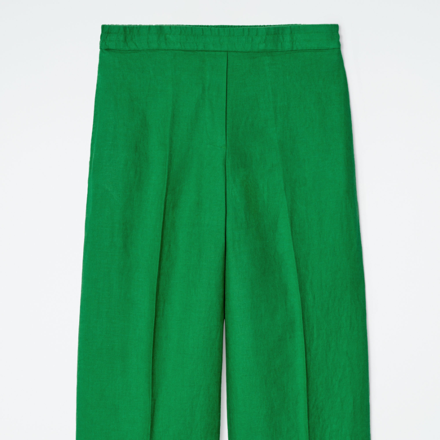 COS Straight-Leg Tailored Linen Trousers – Green