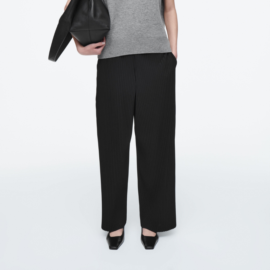 COS Pleated Wide Leg Trousers – Black